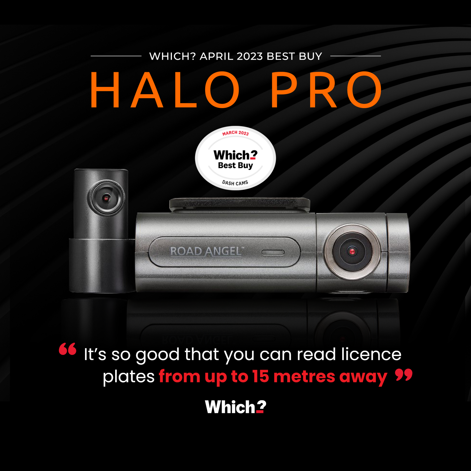 Road Angel Halo Pro Vordere und hintere Dashcam mit SD-Karte und Kabelsatz im Paket