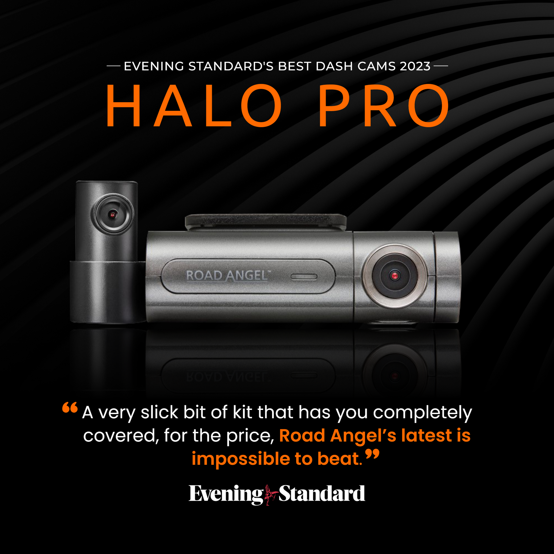 Road Angel Halo Pro Vordere und hintere Dashcam mit SD-Karte und Kabelsatz im Paket