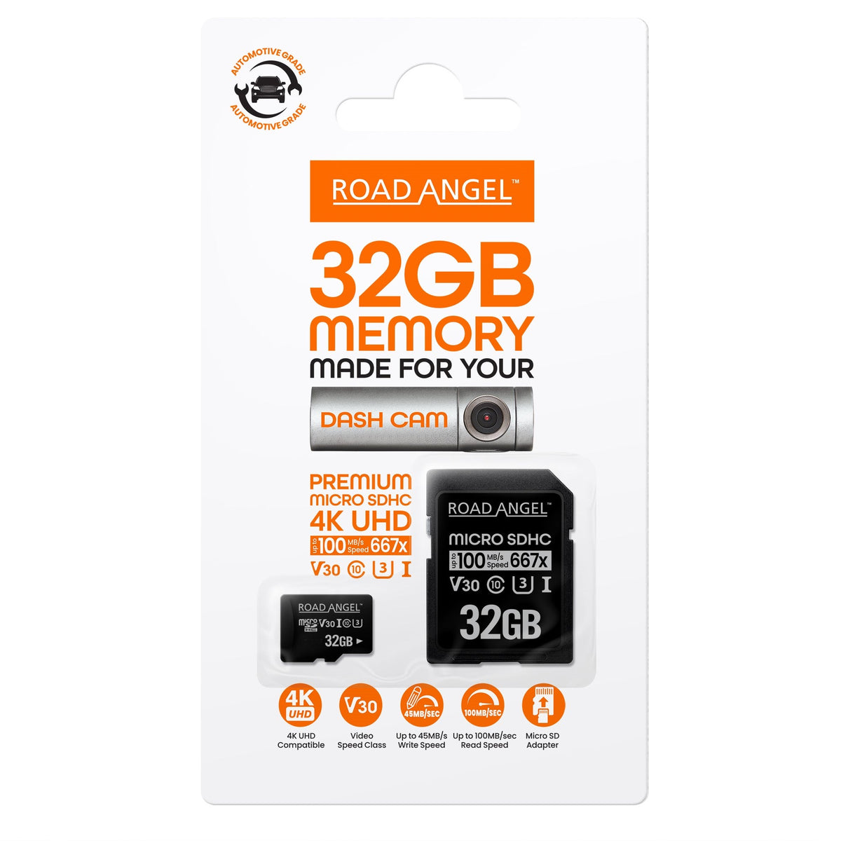 Road Angel Automotive Grade SDXC MicroSD Card & Adapter – RSD 32GB