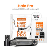 Road Angel Halo Pro Vordere und hintere Dashcam mit SD-Karte und Kabelsatz im Paket