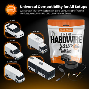 NEW - HWK5VC-OBD Road Angel Halo Dash Cam 5V 2-in-1 Hardwire Kit- USB Type-C, Fuse Taps & OBD 2