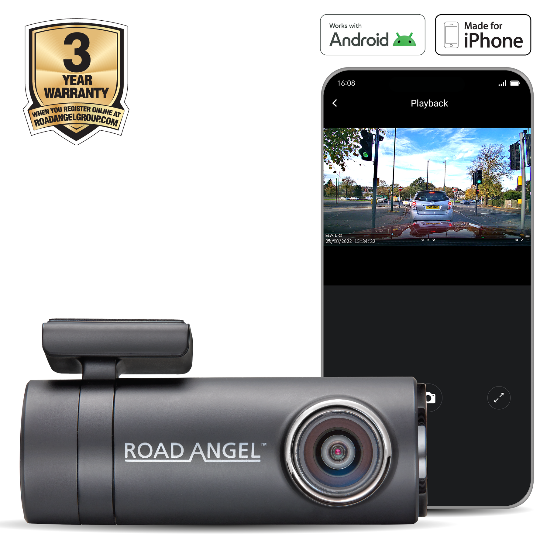 Road Angel Halo Drive 1440p QHD Dashcam
