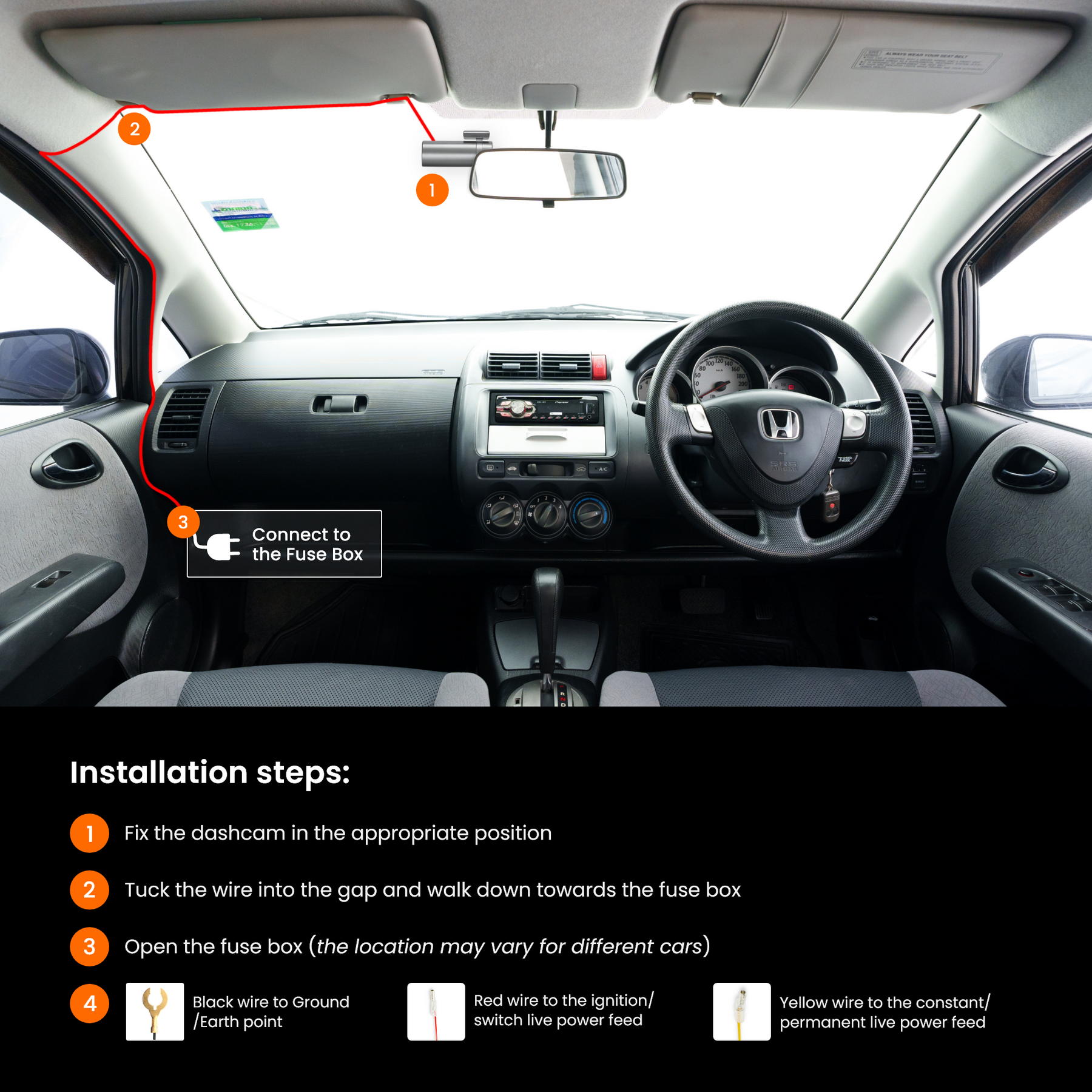 HWK5V - Road Angel Halo Dash Cam Festverdrahtungssatz – für Halo Go