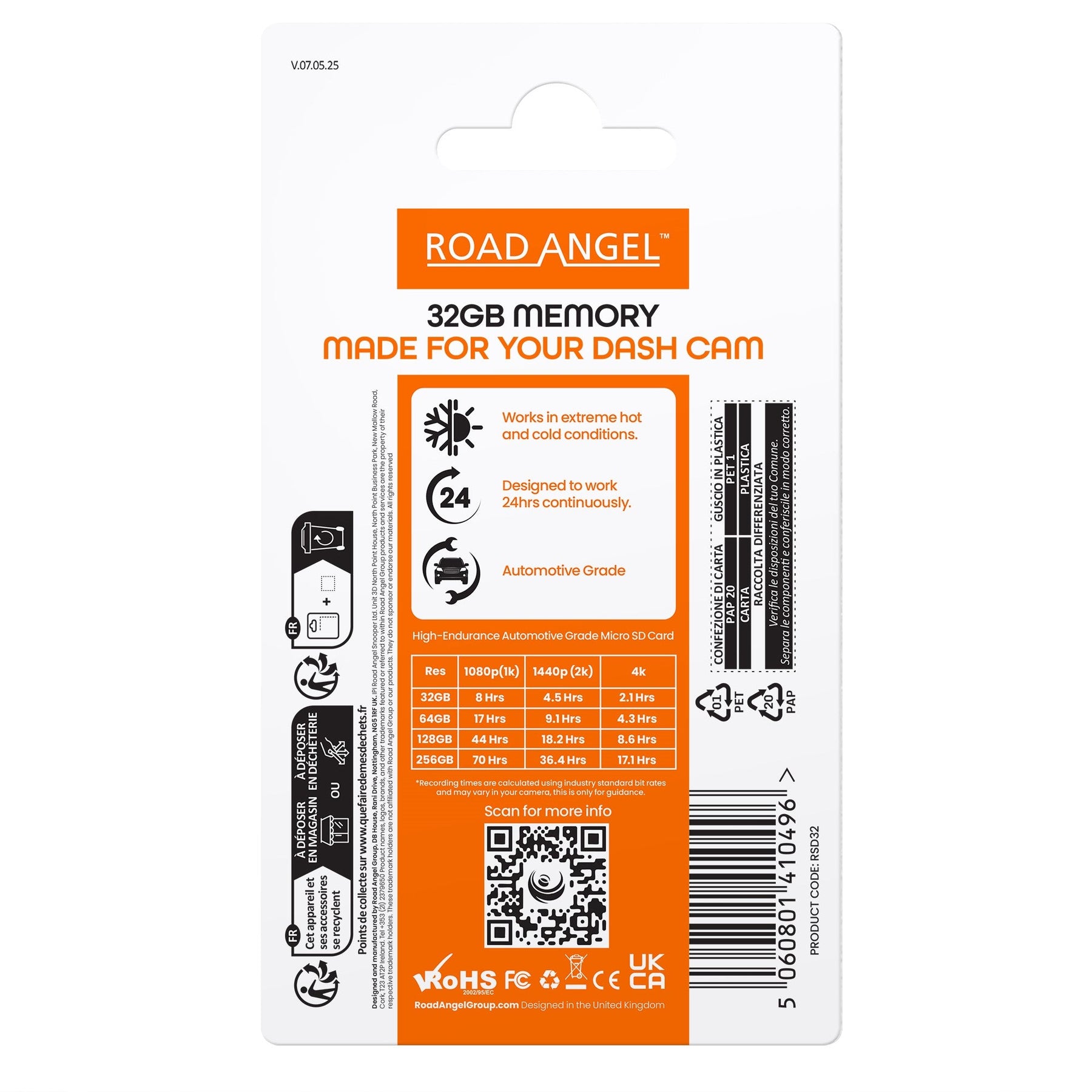 Road Angel 32 GB MicroSD-Karte – Automobilqualität, hergestellt für Halo Dash Cams 